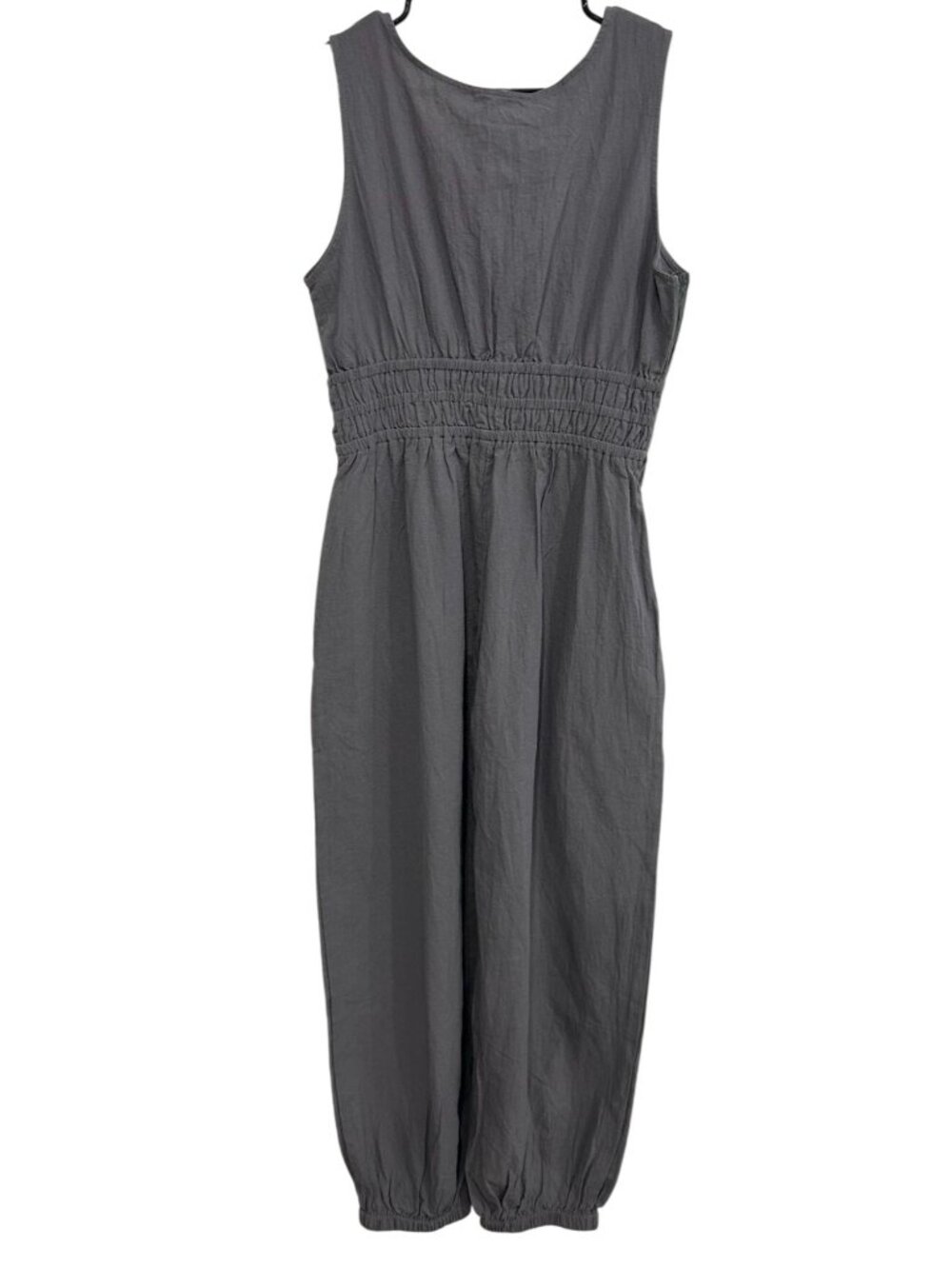 Cider Large Gray Sleeveless Elastic Waist Jumpsuit Pockets Clean Girl NWT - Picture 2 of 13